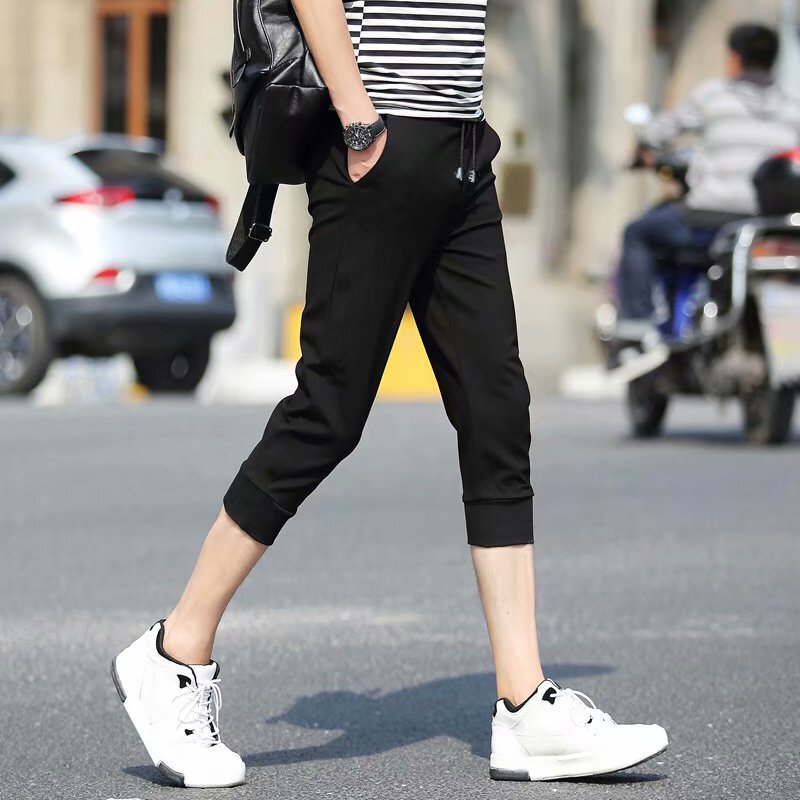 Summer New Casual Pants Men's Loose Quick-drying Sports Harlan Pants Korean-style Trendy All-match Capri Pants for Teenagers