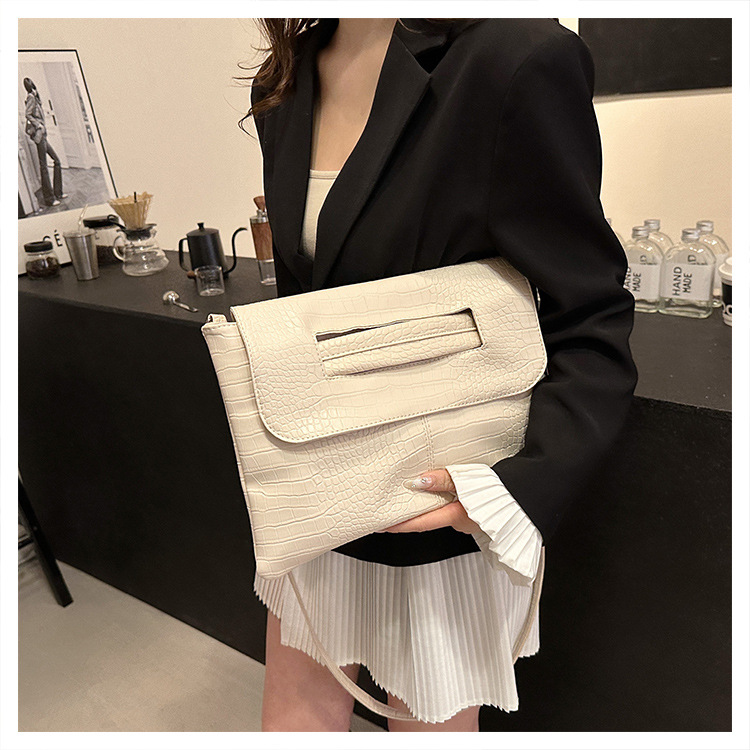 New cross-border foreign trade crocodile pattern strap clutch bag, large-capacity file bag, storage bag, official document bag, crossbody bag undefined