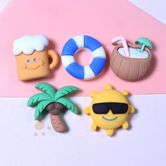 夏日新款太陽椰樹樹脂飾品配件diy奶油手機殼配飾髮飾水杯裝飾貼