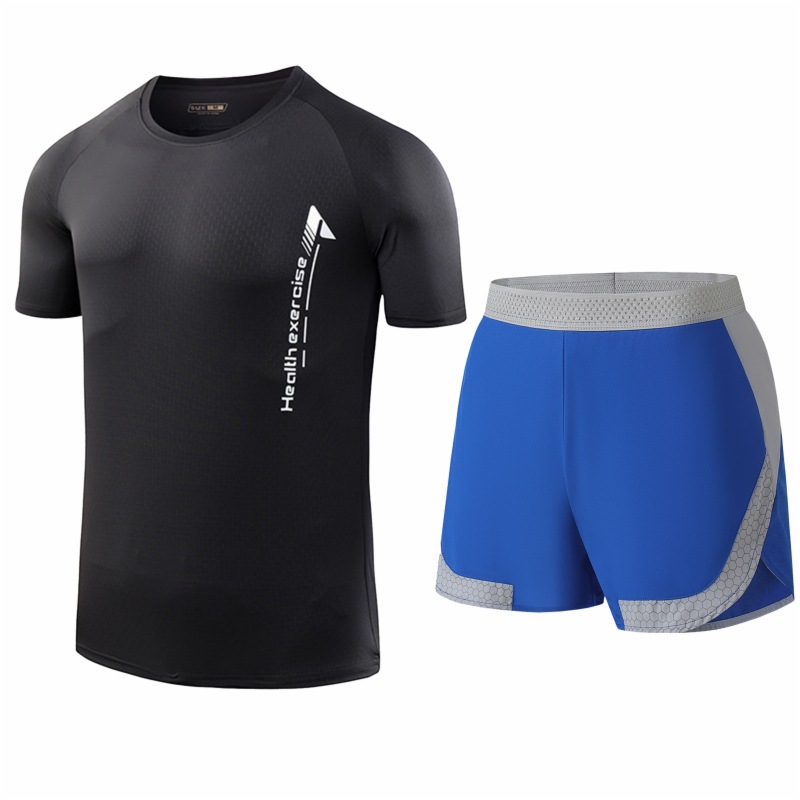 Traje deportivo de seda de hielo para hombres secado rápido transpirable verano delgado para correr manga corta para hombres suelta moda de tamaño grande