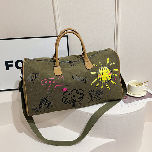 Large-capacity short-distance travel bag company promotional gift for men and women universal fitness top-handle bag printed crossbody bag wholesale