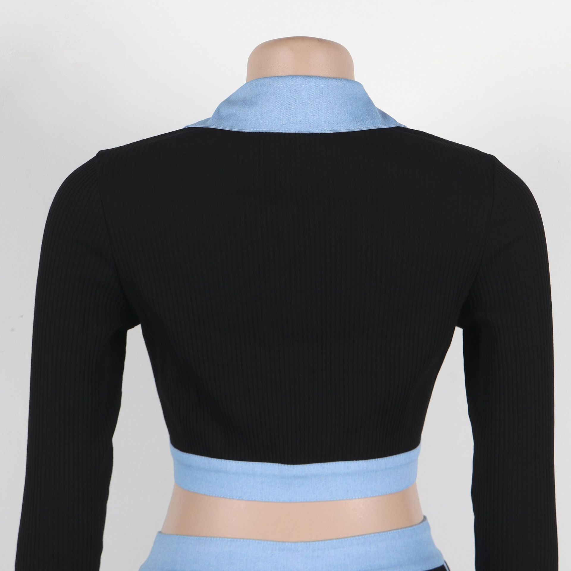 Abbigliamento donna sexy monopetto slim retro polo slim maglia pantaloni maglione due set_voghion.com