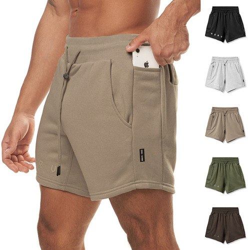 Cross-border summer men's sports shorts European and American heavyweight terry shorts men's multi-pocket running training basketball pants