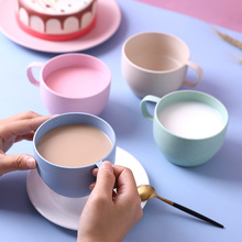 环保麦香牛奶杯欧式咖啡杯 麦秸秆牛奶早餐茶杯简约喝水杯