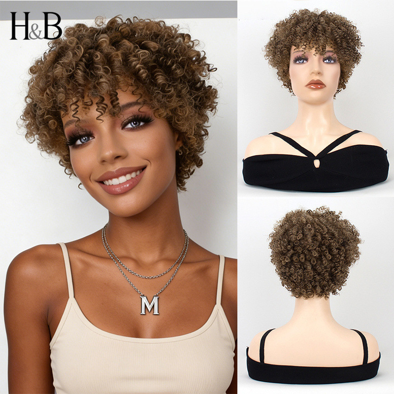Guangzhou European and American Wigs Kanikalon African-Style Small Curly Bob Wigs for African Women, Wholesale Afro Wigs