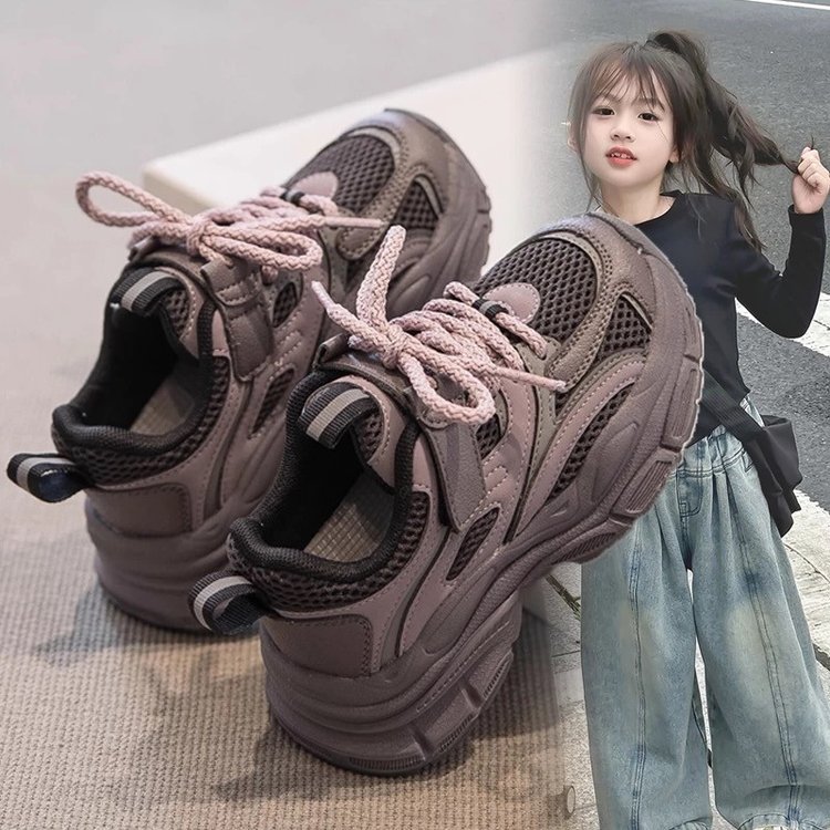 Girls' Sneakers 2026 New Autumn Children's Mesh Dad Shoes Trendy Running Shoes Big Kids' Casual Shoes