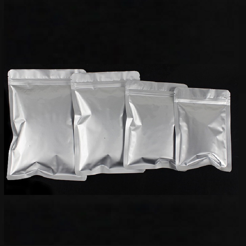现货UV光固化膜用铝箔自封包装袋 纯铝三边封平底拉链密封袋15*24