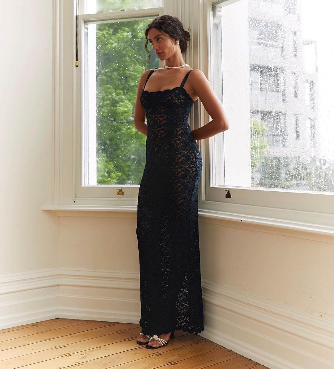 Solid Color, Flower Pattern Summer Season Wholesale Women'S Elegant Slit Lace Solid Color Flower Cocktail Party Strapless Sleeveless Strap Dress
