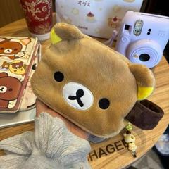 日系可爱毛绒轻松熊笔袋卡通化妆包学生简约大容量便携文具收纳袋