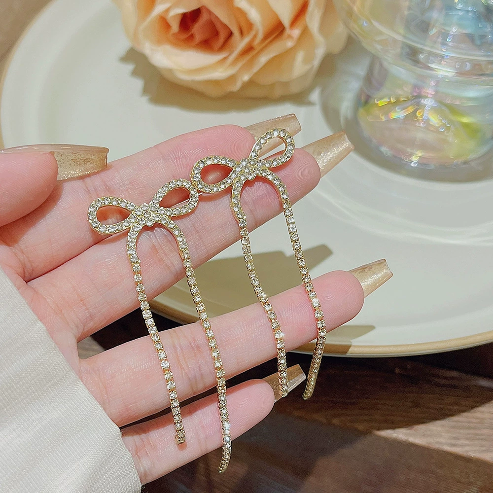 Серьги из серебра 925 пробы, Tassel из циркония, длинная легкая подвеска