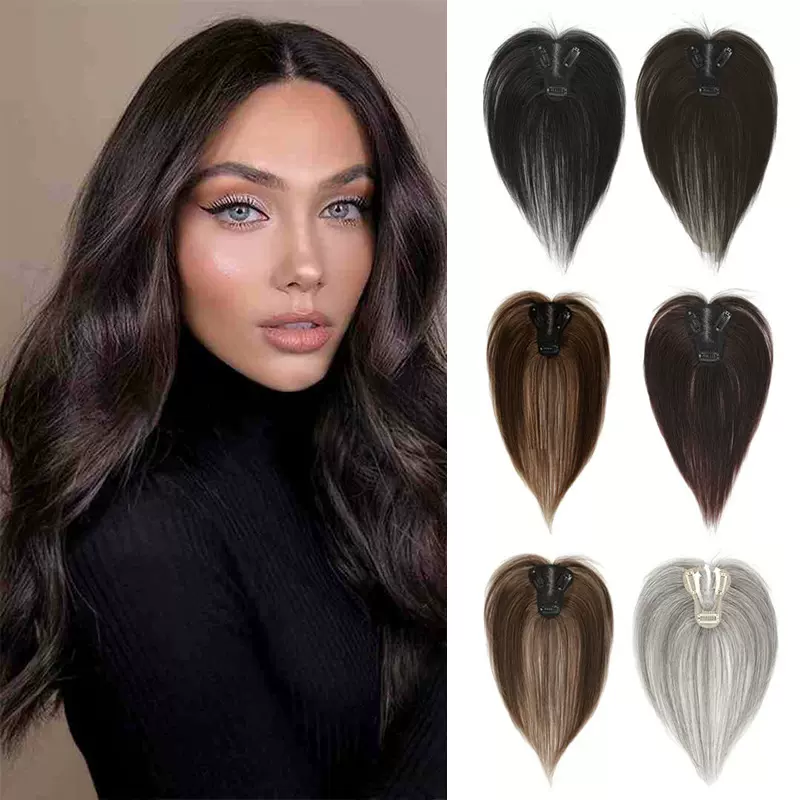 外贸欧美假发片女头顶八字刘海遮白发轻薄隐形蓬松增发刘海补发片