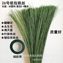 26号绿细铁丝叶脉花径花杆纸花纸藤花diy材料丝网花永生花细铁丝