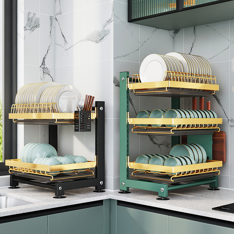 Organizador de Cocina Ajustable con Cierre - Para Platos, Cubiertos y Tablas de Cortar con Drenaje