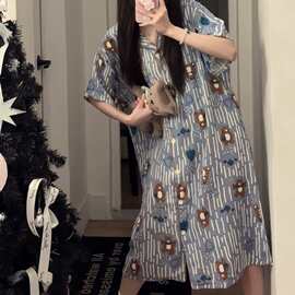 婴儿棉卡通睡裙家居服