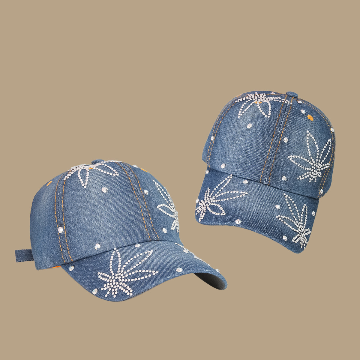 Korean Denim Blue Sunshade Sunscreen Wide Brim Cap display picture 2