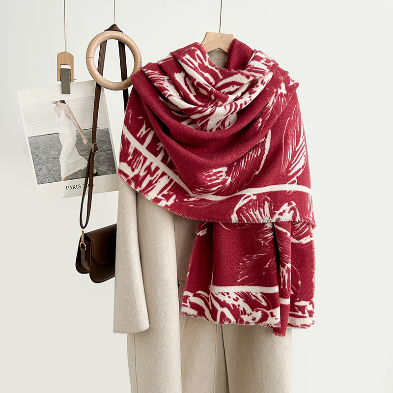 Otoño y invierno de alta calidad moda imita bufandas de impresión de cachemira estilo japonés y coreano estilo académico dulce dama sensación de diseño exterior con chal