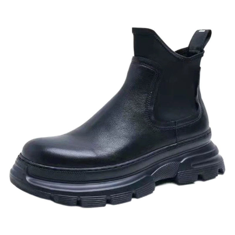 Европейские зимние высокие ботильоны на платформе из натуральной кожи с флисовой подкладкой, модные британские Ботинки Martin, ботинки челси, мужская обувь, хлопчатобумажная обувь