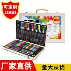 180木箱子供水彩ペンギフトボックスクレヨン絵画ツール小学生絵画セットアートカラーペン