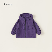邦选秋款户外风衣服登山纯色拉链衫儿童上衣连帽纯色秋装男童外套