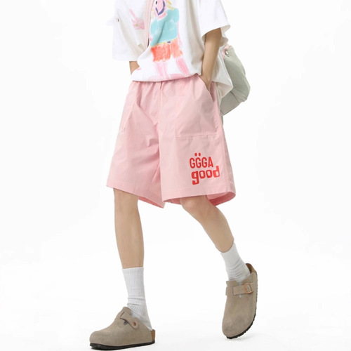 Dopamine Quick-Dry Shorts for Men and Women - Summer Thin Version, Versatile Letter Sports Beach Pants, Loose Couple Five-Pocket Pants