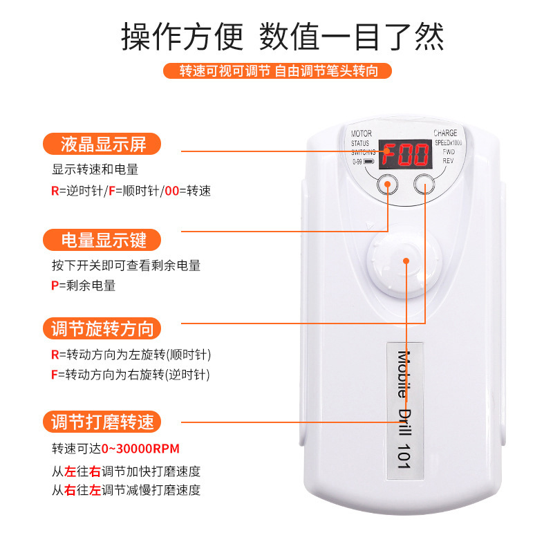 Rechargeable 101 nail polisher nail polishing pen nail buffer nail file electric nail polisher LED