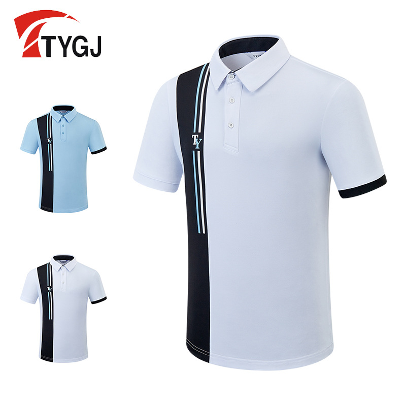 TTYGJ golf Men's Short-sleeved T-shirt Clothing Men's Summer Breathable Sports golf Top Clothes Polo Shirt
