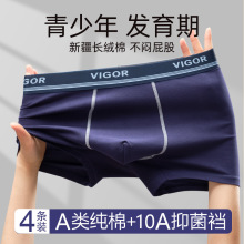 青少年内裤纯棉a类棉15-18岁男童大童发育期大码抗菌四角平角短裤