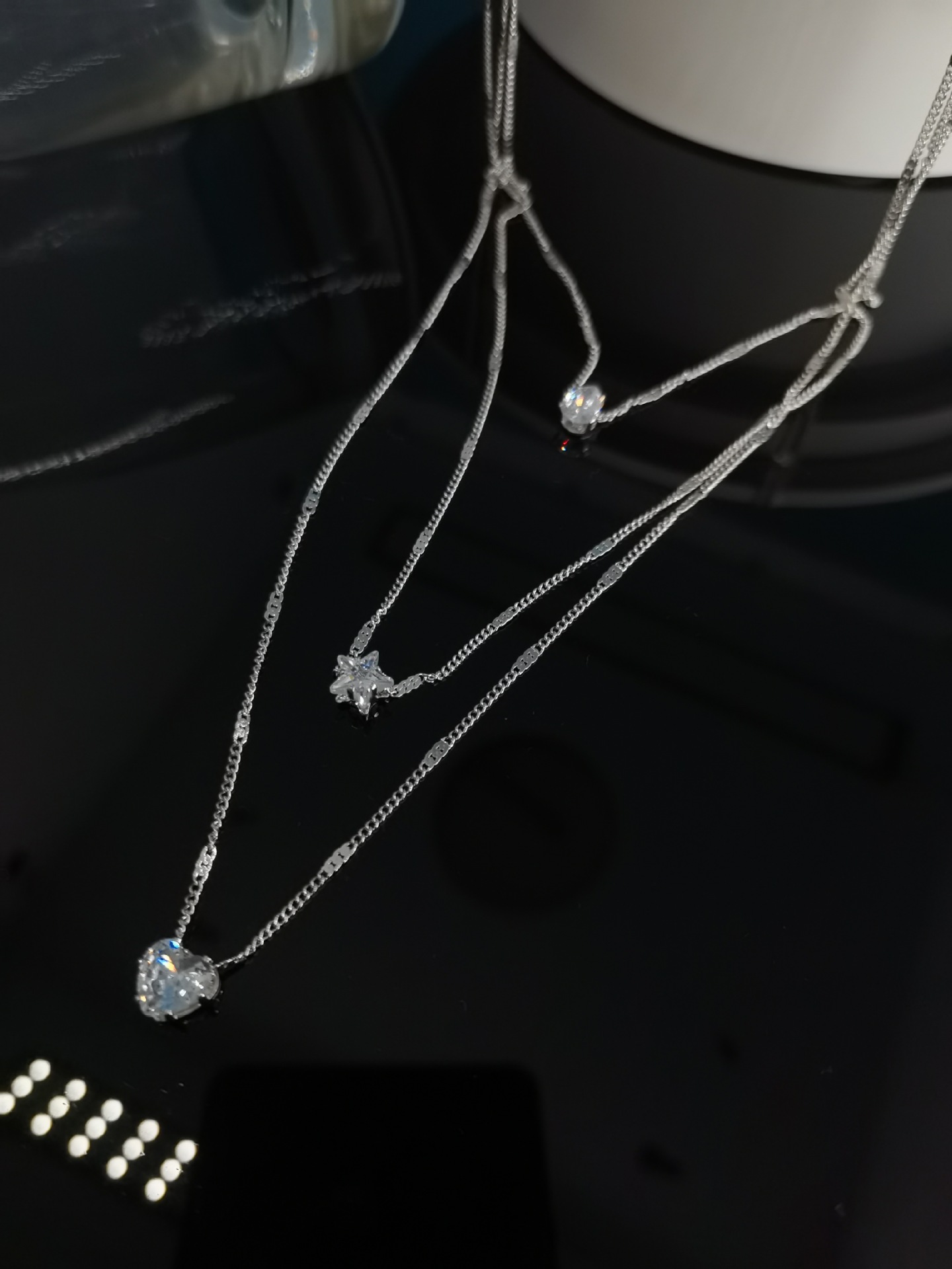 curb chain Chain Type Casual Simple Style Star Water Droplets Heart Shape Alloy Plating Inlay Rhinestones Women's Layered Necklaces