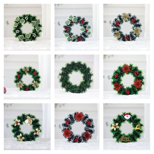 Cross-Border Christmas Artificial Greenery Wreath Courtyard Tinsel Christmas Flower Vine Ring Home Outdoor Decoration Hanging Ornament