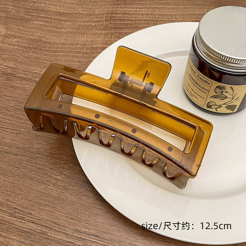 Milk Brown horquilla grande hacia atrás cabeza clip de pelo tocado de las mujeres principios de primavera de alto grado updo tiburón horquilla