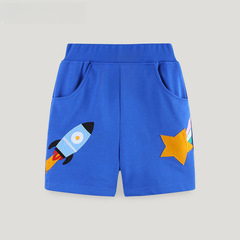 24 Summer New Arrival Kids' Pants European and American Style Knitted Boys' Shorts Cartoon Rocket Embroidered Children's Sports Shorts