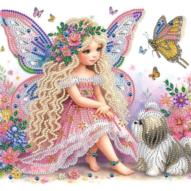 Pintura de Diamantes 5D con Forma Irregular de Princesa de Fantasía, Pintura de Diamantes DIY, Pintura de Diamantes con Puntos de Cristal, 30×30