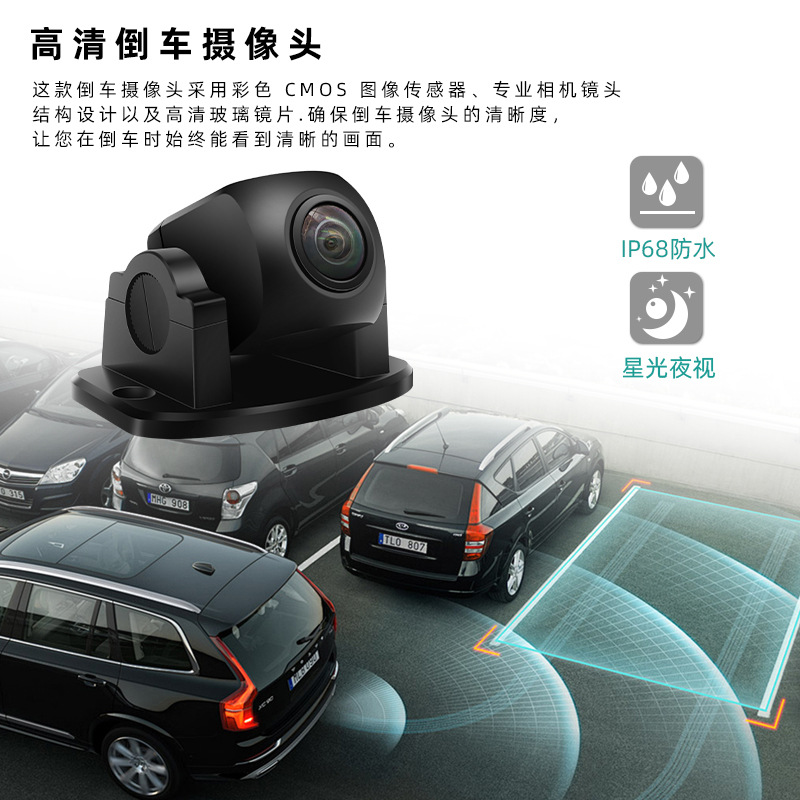 New Car Rearview Starlight Night Vision Reversing Camera Ultra-Clear Hd Car Camera Dual Switching Function