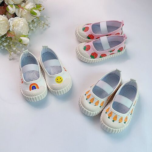 Girls canvas shoes 2024 spring new campus dance shoes, comfortable soft-soled white shoes, trendy for 1 to 6 years old