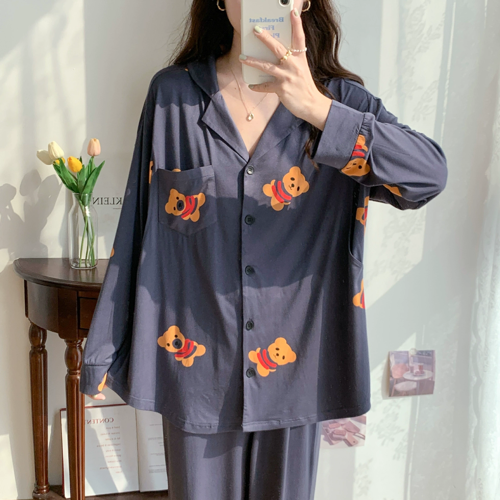 [In Stock 8957] Одежда для модального заключения, весенне-летняя тонкая Пижама для кормления, одежда для послеродового кормления