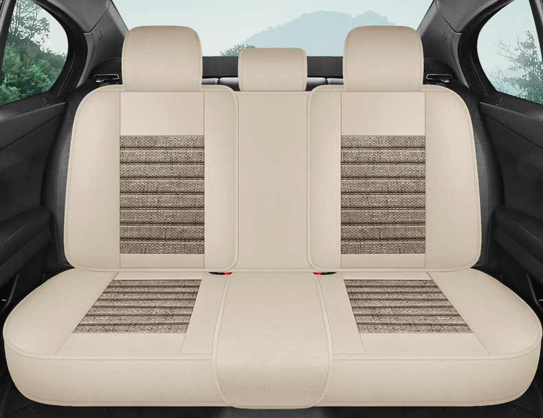 Temu Cross-Border Popular Linen Burlap Car Seat Cushion 2026 New Model Fabric Five-Seater Universal Seat Cover for All Seasons