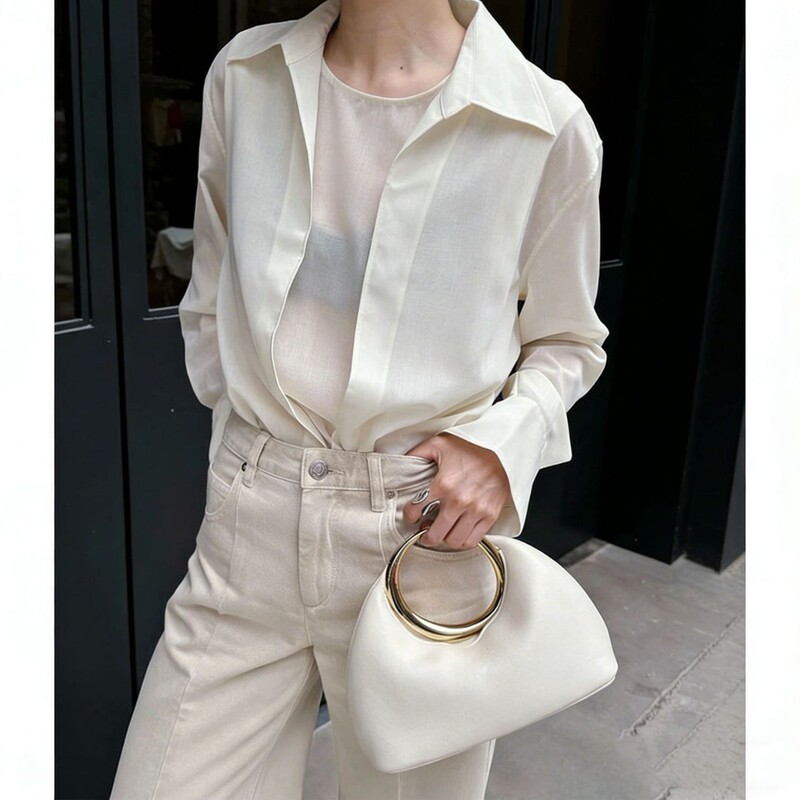 French Niche Designer Jacquemus New Model Hand-Held Circular Handbag Versatile Evening Bag French Design French Niche Designer Jacquemus New Model Hand-Held Circular Handbag Versatile Evening Bag French Design