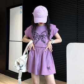 女童夏装套装2024新款女孩中大童洋气运动儿童短袖夏季短裤两件套