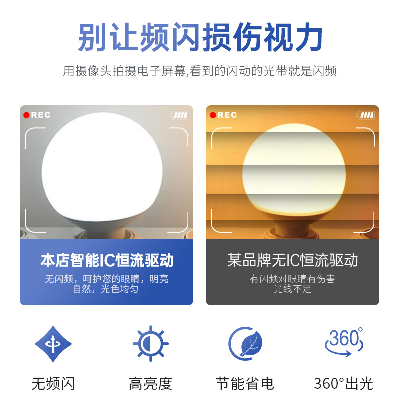 LED bola de dragón bombilla e27 tornillo tricolor luminoso superbrillo lámpara de ahorro de energía luz cálida blanca doméstica lámpara de protección de ojos