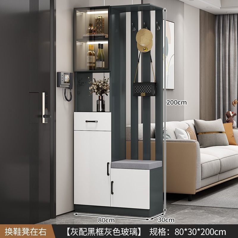 轻奢玄关柜鞋柜一体现代简约多功能客厅玄关隔断柜酒柜鞋凳储物柜|undefined