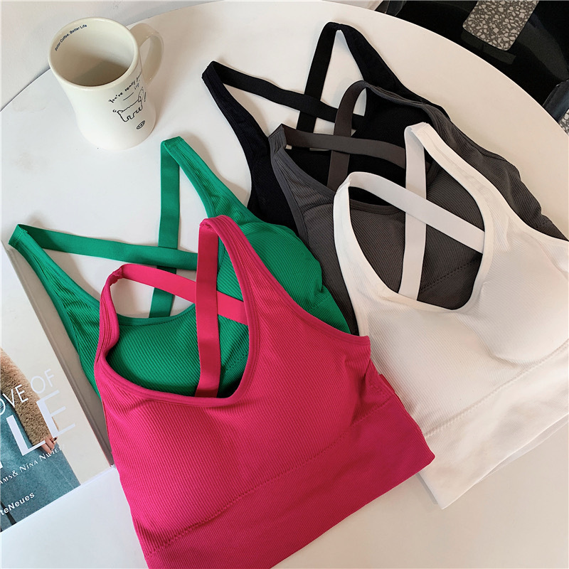 Hot Girl Sexy Beautiful Back Knitted Small Camisole Women's Inner Wear Summer No Steel Ring with Chest Pad Base Outer Wear Top
