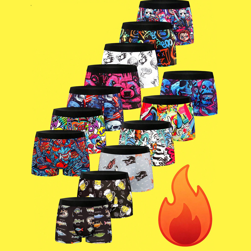 New cross-border men's underwear with creative prints, trendy, stylish, and comfortable boxer briefs from the source factory, violent bear underwear New cross-border men's underwear with creative prints, trendy, stylish, and comfortable boxer briefs from the source factory, violent bear underwear