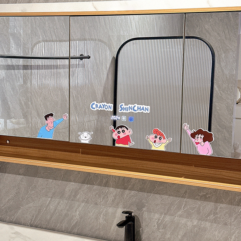ホームバスルームミラーステッカー絵画浴室ガラスドア自己粘着小柄かわいい漫画ミラー装飾ステッカー|undefined