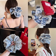 新しい韓国ニッチチェック柄二層レースヘアバンド、気質と多用途のボールヘッドバンド、女性用ストライプヘッドバンド