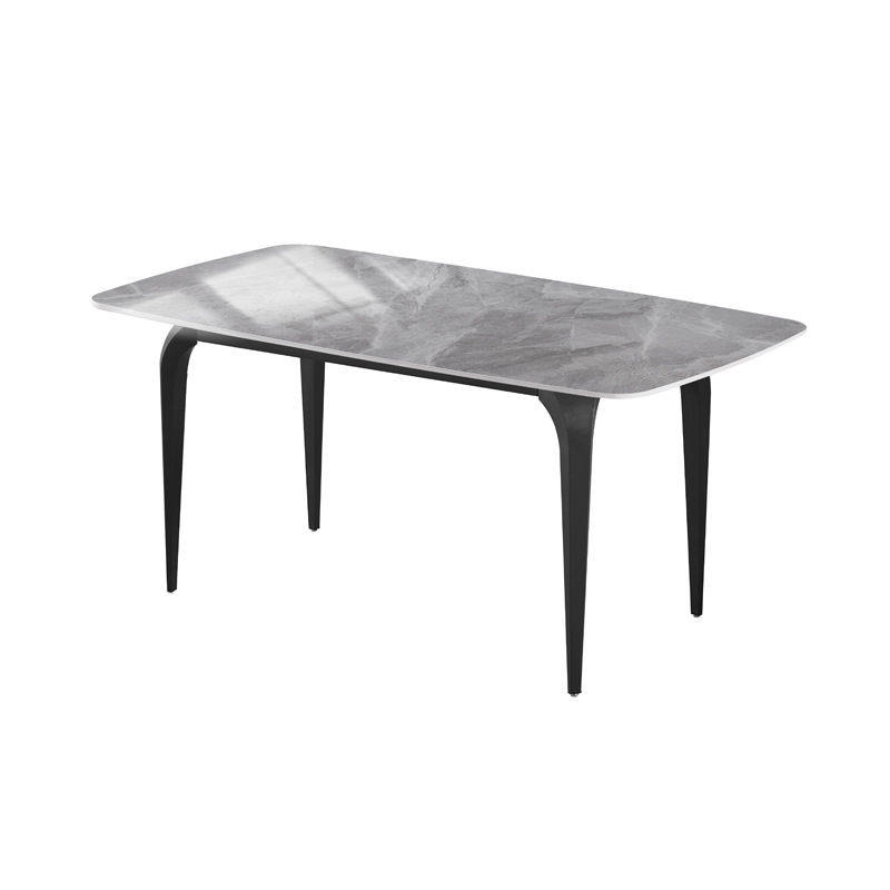 Mesa de comedor de tabla de roca pequeña casa nueva mesa de comedor de lujo moderna simple mesa de comedor rectangular mesa de comedor de piernas de elefante