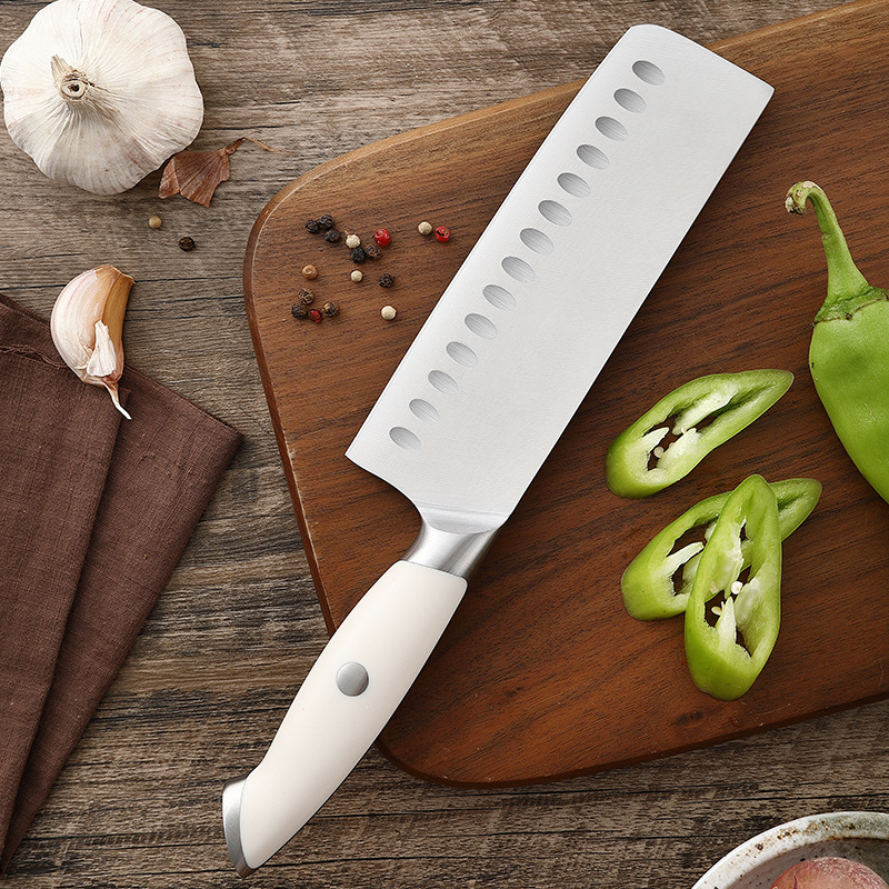 Amazon kitchen knife household stainless steel vegetable cutting knife sharp white handle chef special meat cutting knife