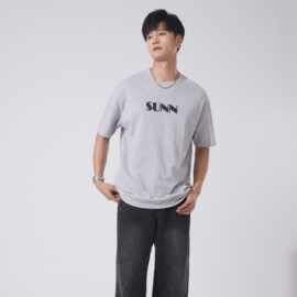 JR男装|2026春夏重磅270G立体字母印花短袖欧美街头风男士潮牌T恤