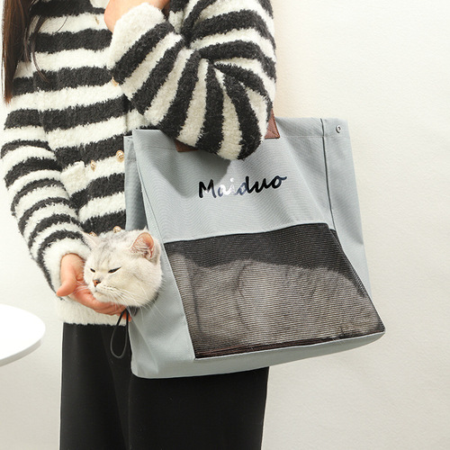 New canvas outdoor portable tote bag cat bag crossbody breathable pet bag with exposed head travel shoulder bag