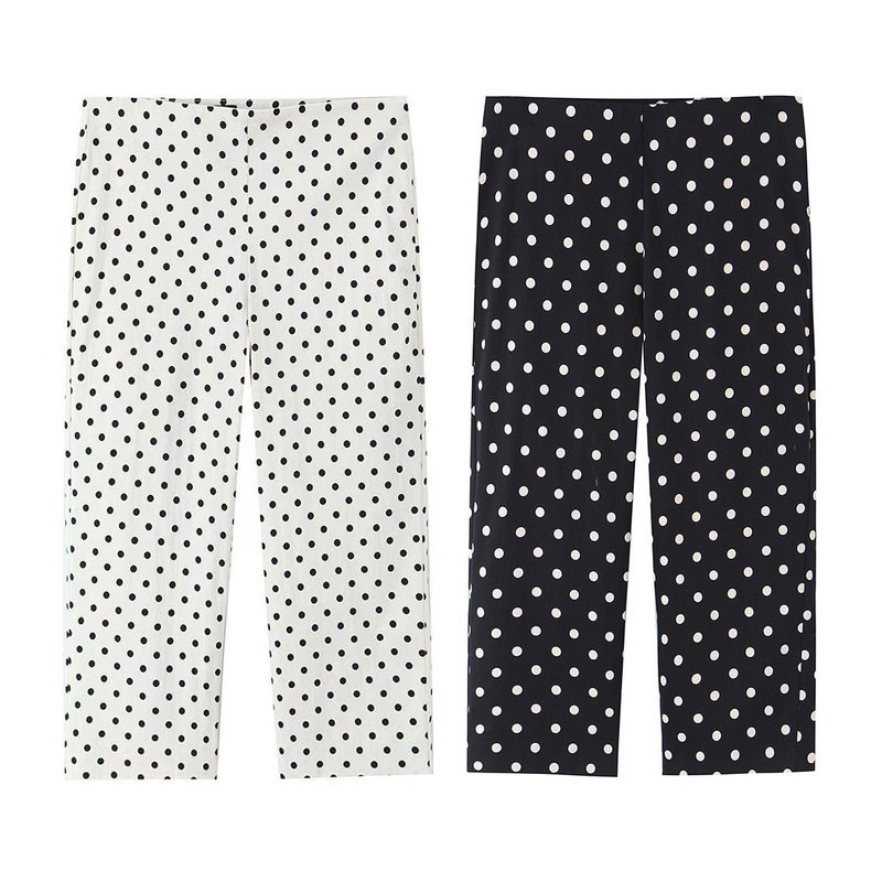 Kaopu Za Women's Clothing Wholesale Summer Cross-Border European and American Style Fashion Polka Dot Capri Straight Pants 6929406