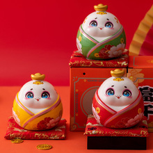 2025蛇年创意礼品陶瓷存钱罐套装商务伴手礼蛇年招财存钱罐批发厂